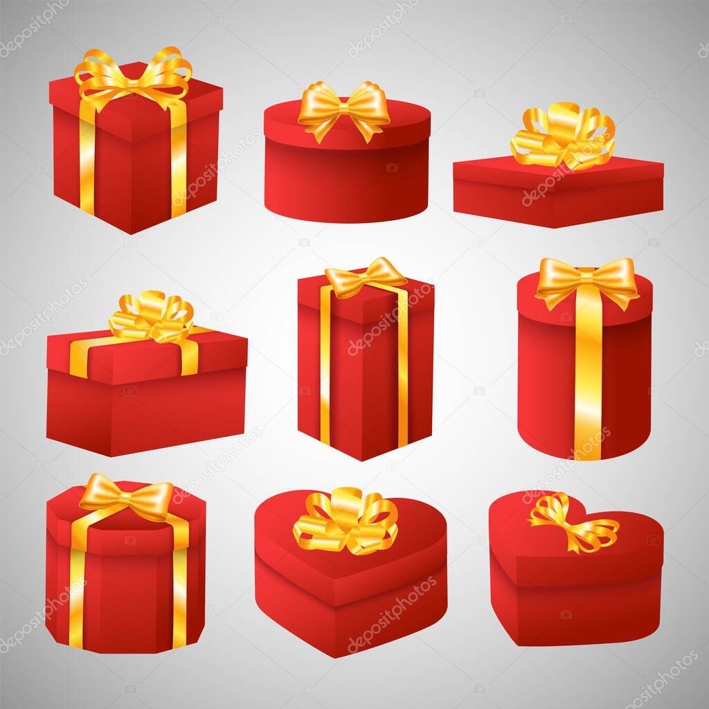 Set of gift boxes with bows.Vector illustration
