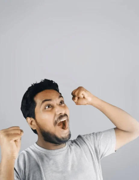 Hombre Que Muestra Felicidad Éxito Gesto — Foto de Stock