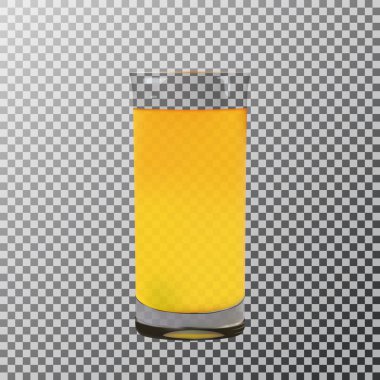 Vektör çizim. Bir bardak elma suyu, herhangi bir arka plan için uygulanabilir saydam sonuç.