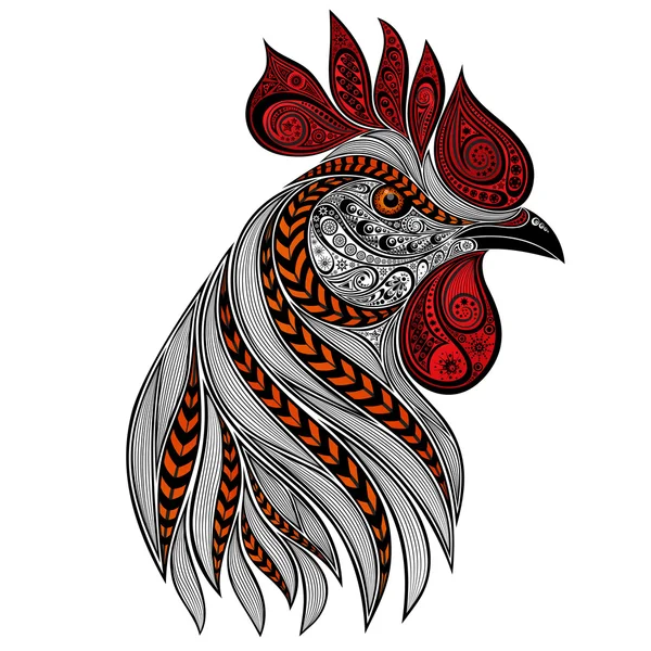 Abstract vector rooster with red crest — Stock Vector