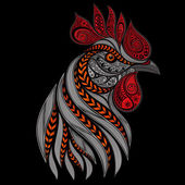 Картина, постер, плакат, фотообои "vector fiery rooster on a black background", артикул 103419978