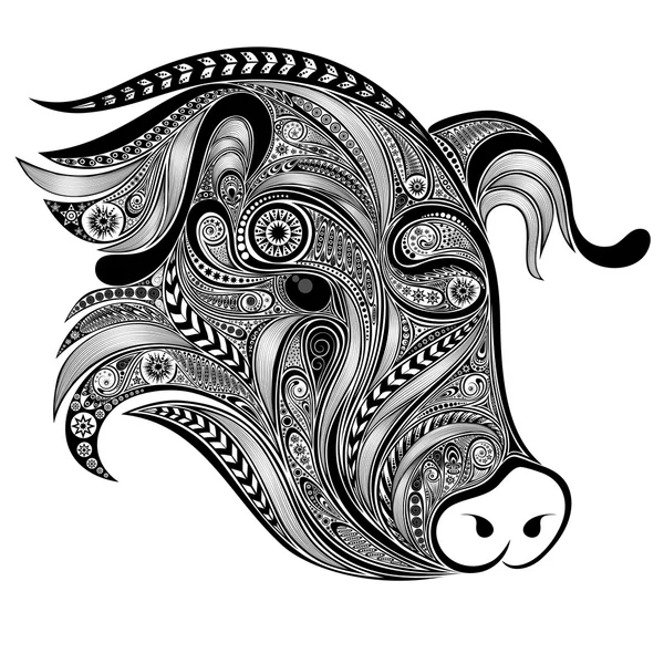 Abstract vector pig patterns for tattoo — Stock Vector