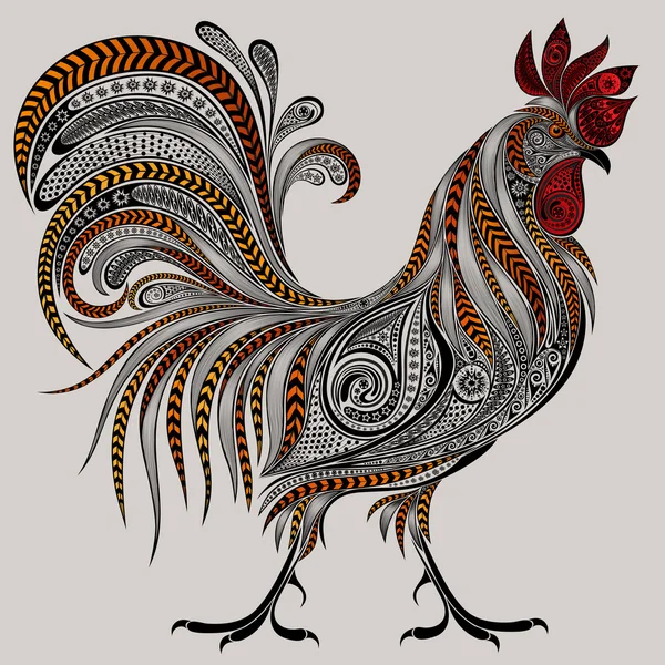 Vector colored cock of the patterns for the New year 2017 — Stock Vector