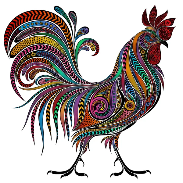 Vector colored cock of the patterns for the New year 2017 — Stock Vector