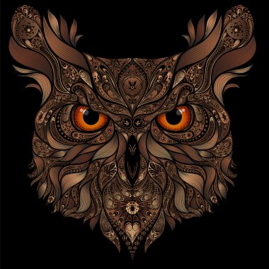 Vektör baykuş soyut desenler siyah arka plan üzerine gelen