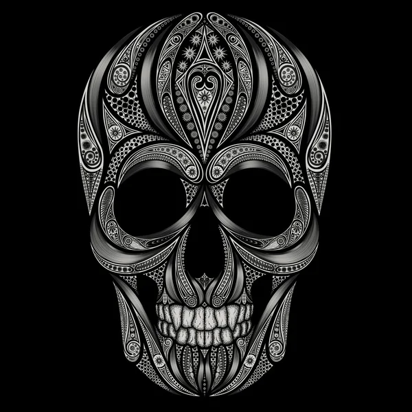 Abstract skull patterns on black background — Stock Vector