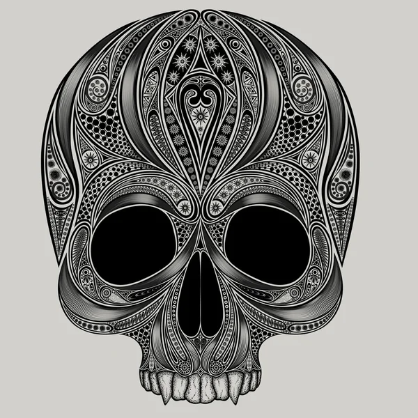 Vector drawing of a skull from the patterns without the lower jaw — Stock Vector