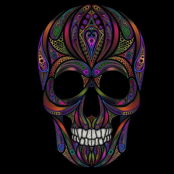 Calavera humana de color divertido abstracto de varios patrones — Archivo Imágenes Vectoriales