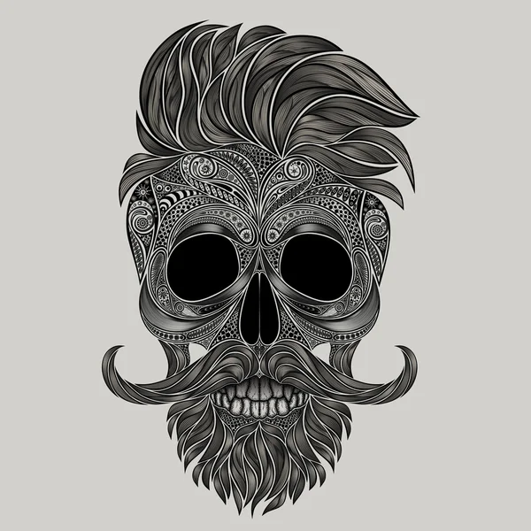 Cráneo vectorial de hipster. Silueta abstracta de un cráneo humano hecho de flores — Vector de stock