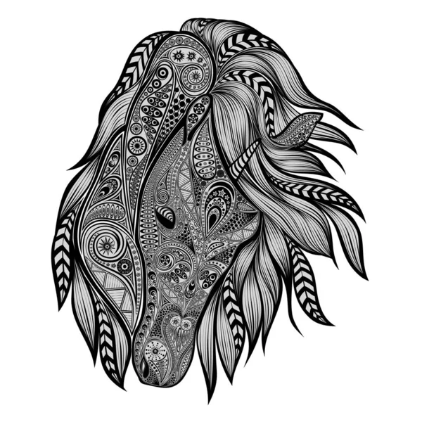 Cavalo Vetor Modelos Estilo Zentangle —  Vetores de Stock