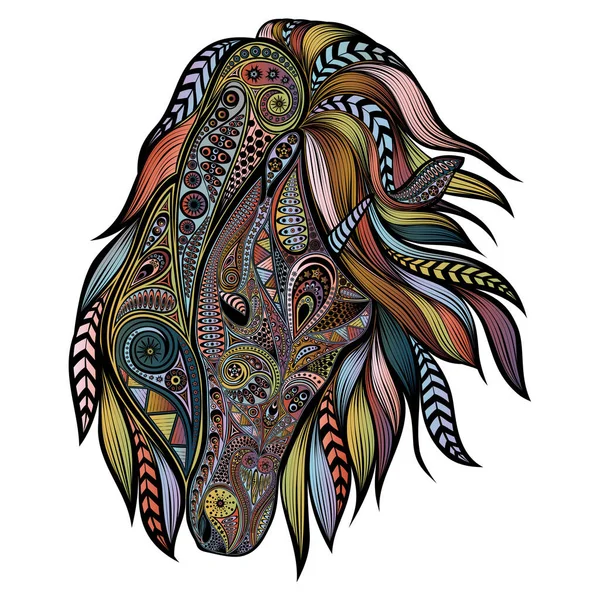 Caballo Color Vectorial Patrones Estilo Zentangle — Vector de stock