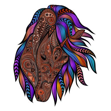 Renkli yeleli güzel tek boynuzlu at.