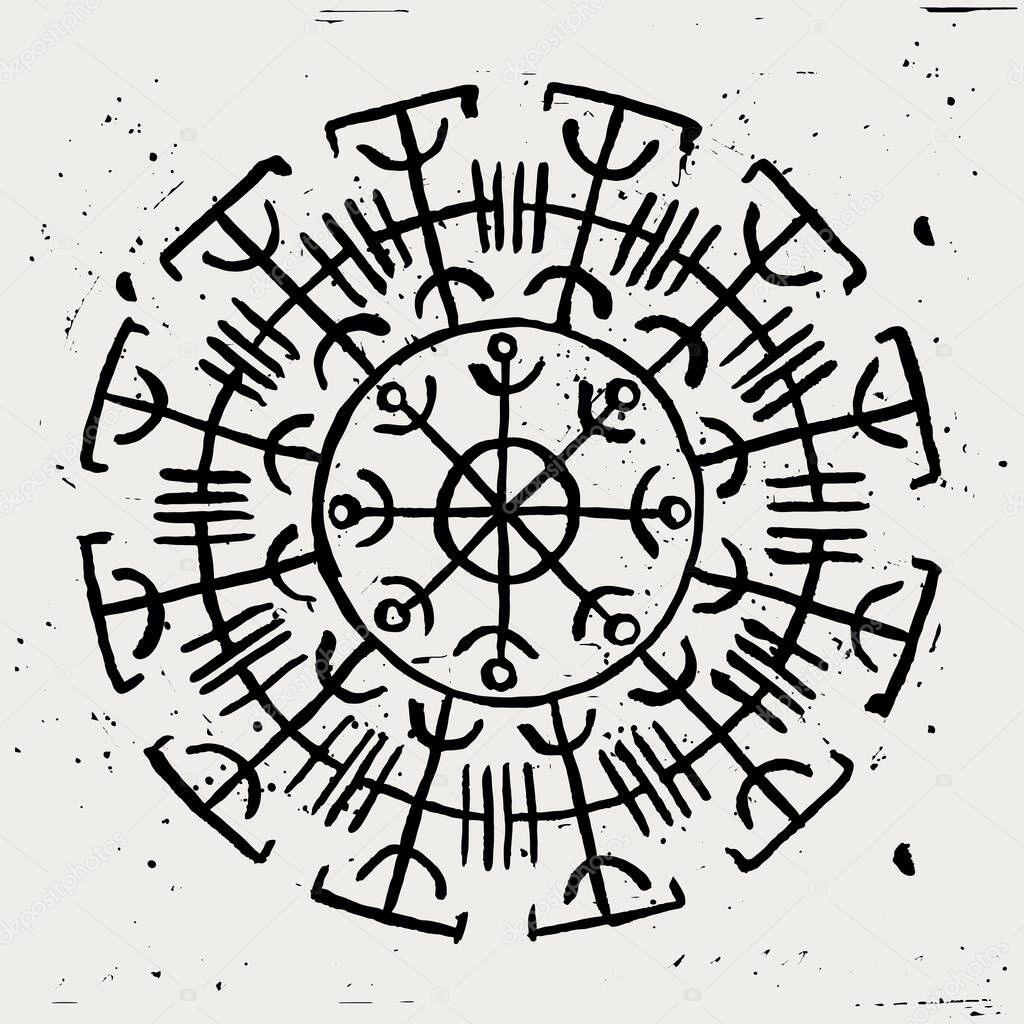 Vector Galdrastafir. Ancient rune protective symbol in Iceland