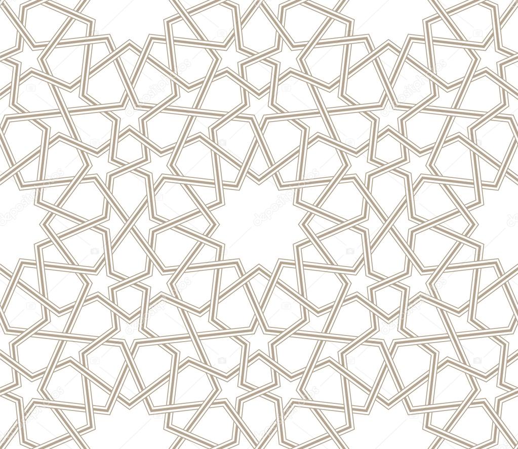 Islamic star pattern grey lines with white background