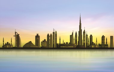 Dubai şehir manzarası gün batımında