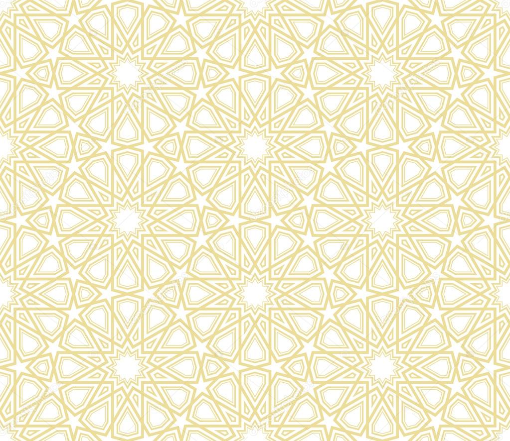 Islamic star pattern golden lines with white background