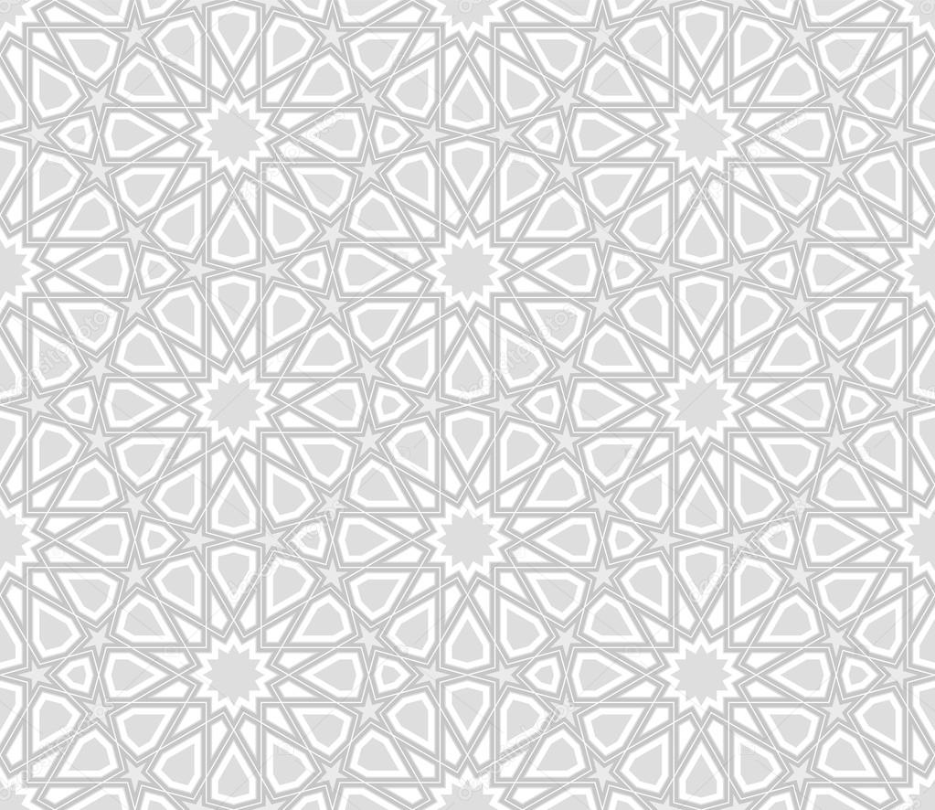 Arabesque Star Pattern, Light Grey Background