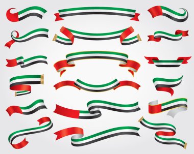 UAE Flag Ribbon Set, design element, vector illustration clipart