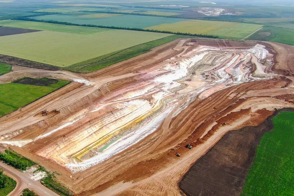 Panorama Van Een Steengroeve Vanaf Een Hoogte Blauwe Klei Mijnbouw — Stockfoto