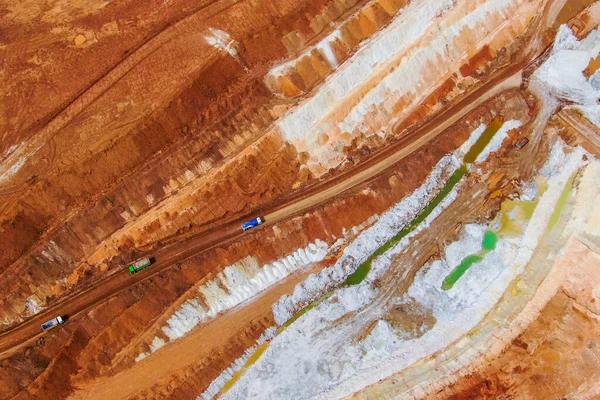 Blauwe Klei Mijnbouw Proces Een Groeve Een Drone Foto Bovenaanzicht — Stockfoto