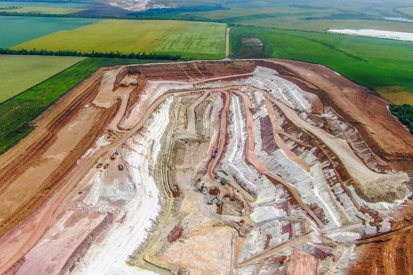 Klei Mijnbouw Proces Delfstof Panoramisch Uitzicht Drone Vanuit Lucht — Stockfoto
