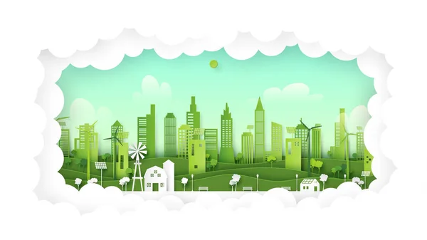 Zielone Przyjazne Dla Środowiska Miasto Tle Naturalnym Ekologia Środowisko Koncepcja — Wektor stockowy