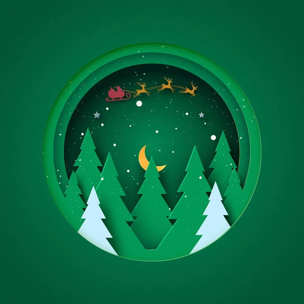 Feliz Natal Feliz Ano Novo Concepto Paisagem Inverno Círculo Verde — Vetor de Stock