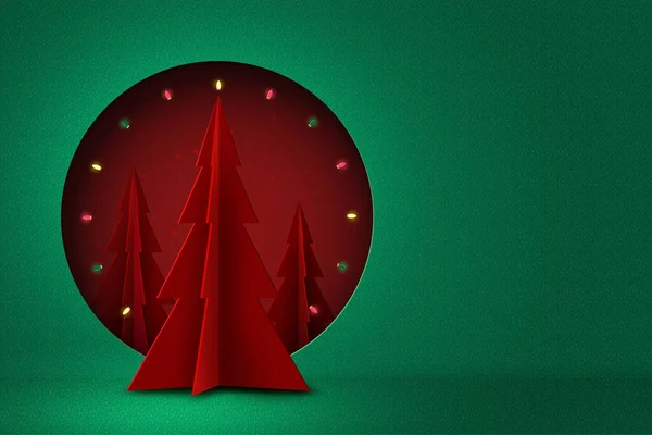 Feliz Natal Feliz Ano Novo Concept Red Círculo Decorado Com — Vetor de Stock