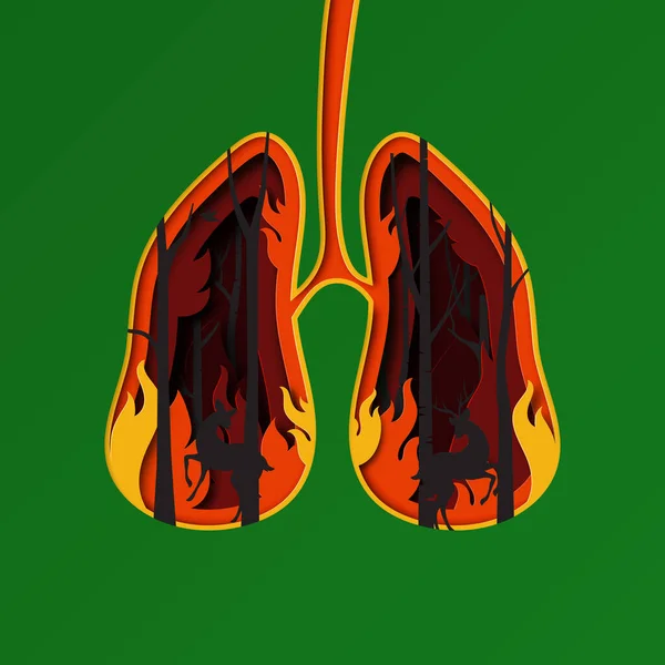 Stopp Waldbrand Plakatvorlage Background Paper Kunst Der Lunge Form Mit — Stockvektor