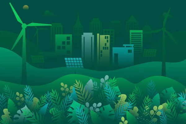 Zielona Ekologia Środowisko Koncepcją Przyrody Lądowania Strony Tła Szablon Ilustracja — Wektor stockowy