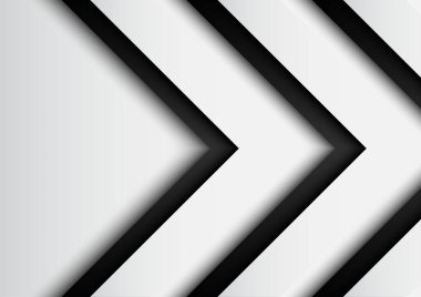 Kağıt sanat tarzıyla siyah zemin üzerinde soyut beyaz ve siyah oklar. İş şablonu için. Vektör illüstrasyonu.