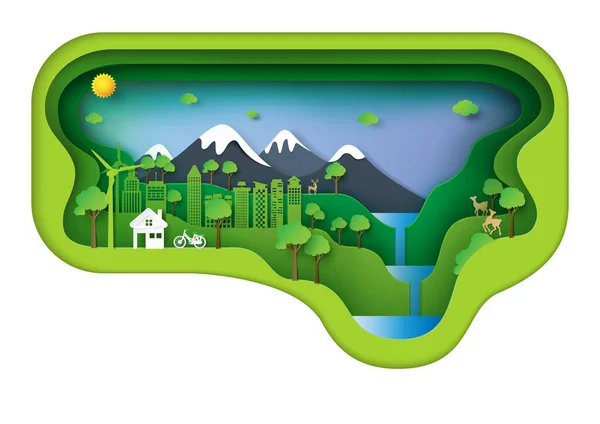 Ambiente Verde Ideia Criativa Concept Eco Vida Amigável Ser Humano — Vetor de Stock