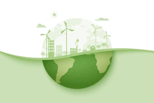 Energía Verde Ecociudad Fondo Ecología Medio Ambiente Recurso Conservación Concepto — Archivo Imágenes Vectoriales