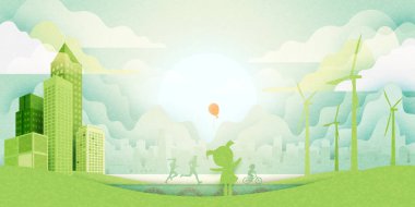 Çevre ve Ekoloji kavramları. Vektör illüstrasyonları.