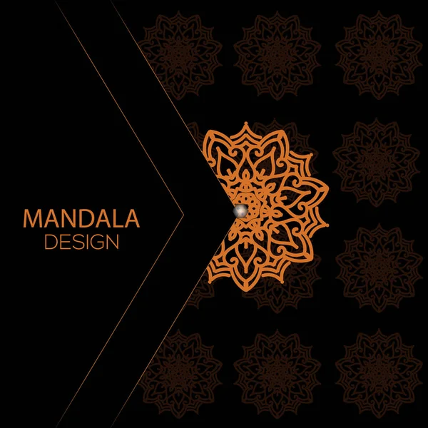 Novo Design Mandala Com Fundo Preto Design Cor Ouro — Vetor de Stock