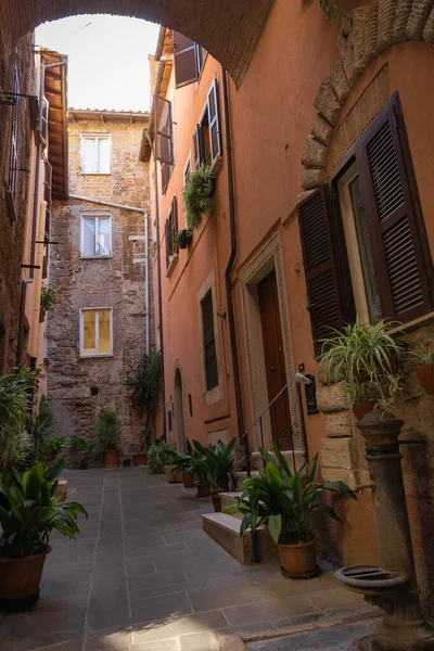 Smalle Straat Van Middeleeuwse Stad Orte Italië — Stockfoto