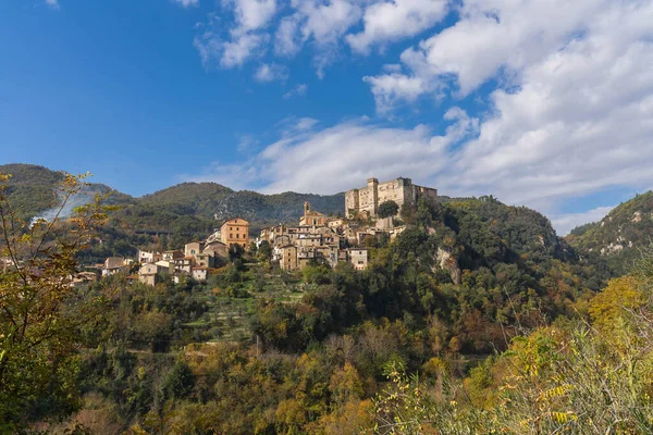 Vista Otoño Ciudad Arsoli Las Montañas Del Lacio Italia — Foto de Stock