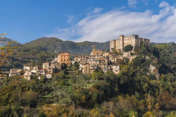 Vista Otoño Ciudad Arsoli Las Montañas Del Lacio Italia — Foto de Stock