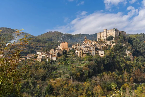 Vista Otoño Ciudad Arsoli Las Montañas Del Lacio Italia — Foto de Stock