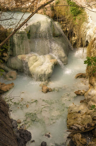 Free outdoor thermal pools in Bagni di San Filippo, Tuscany in Italy