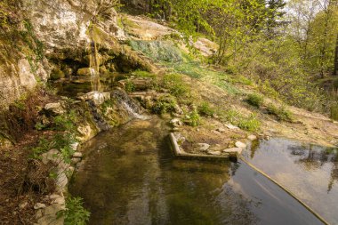Bagni di San Filippo 'da açık hava termal havuzları, İtalya' da Toskana