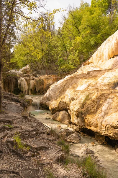 Piscines Thermales Extérieures Gratuites Bagni San Filippo Toscane Italie — Photo