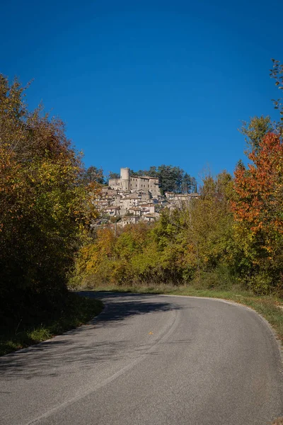 Vista Montaña Del Borgo Medieval Orvinio Lazio Italia — Foto de Stock