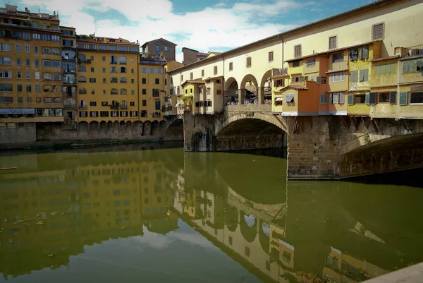 View Old Bridge Ponte Vecchio Reflection Arno River Florence Italy — Stock Photo, Image