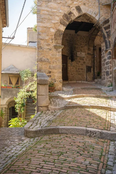 Stadsgezicht Castro Del Volsci Fronzinone Italië Vanaf Bergweg — Stockfoto