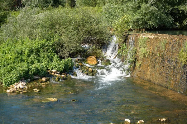 Image Dam River Small Waterfalls Road Province Fronzinone Italy — Stock Photo, Image