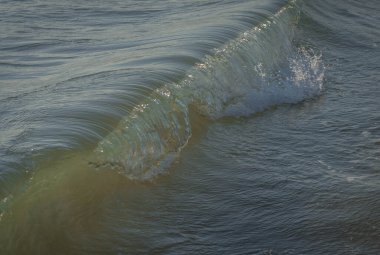 İtalya 'nın Sabaudia kentindeki Circeo parkında renkli deniz dalgaları ve beyaz dalgalar.