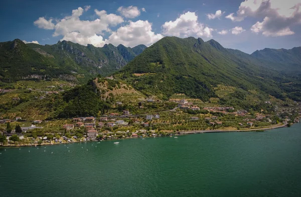 Widok Powietrza Góry Jezioro Iseo Lombardii Włoszech — Zdjęcie stockowe