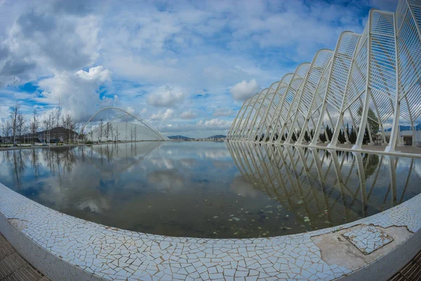 Futuristischer Olympiakomplex Athen Bei Bewölktem Wetter Griechenland — Stockfoto