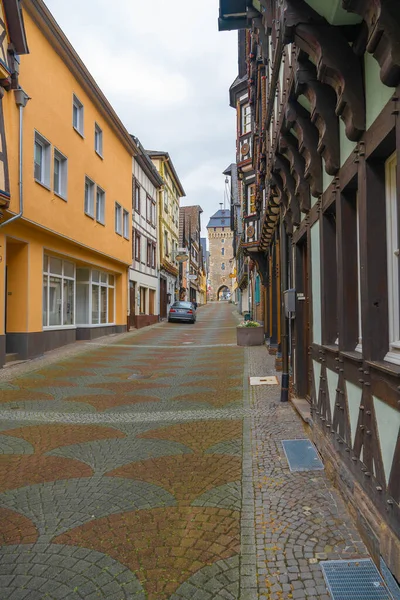 Linz Alemanha Julho 2021 Rua Com Casas Tradicionais Alemãs Linz — Fotografia de Stock